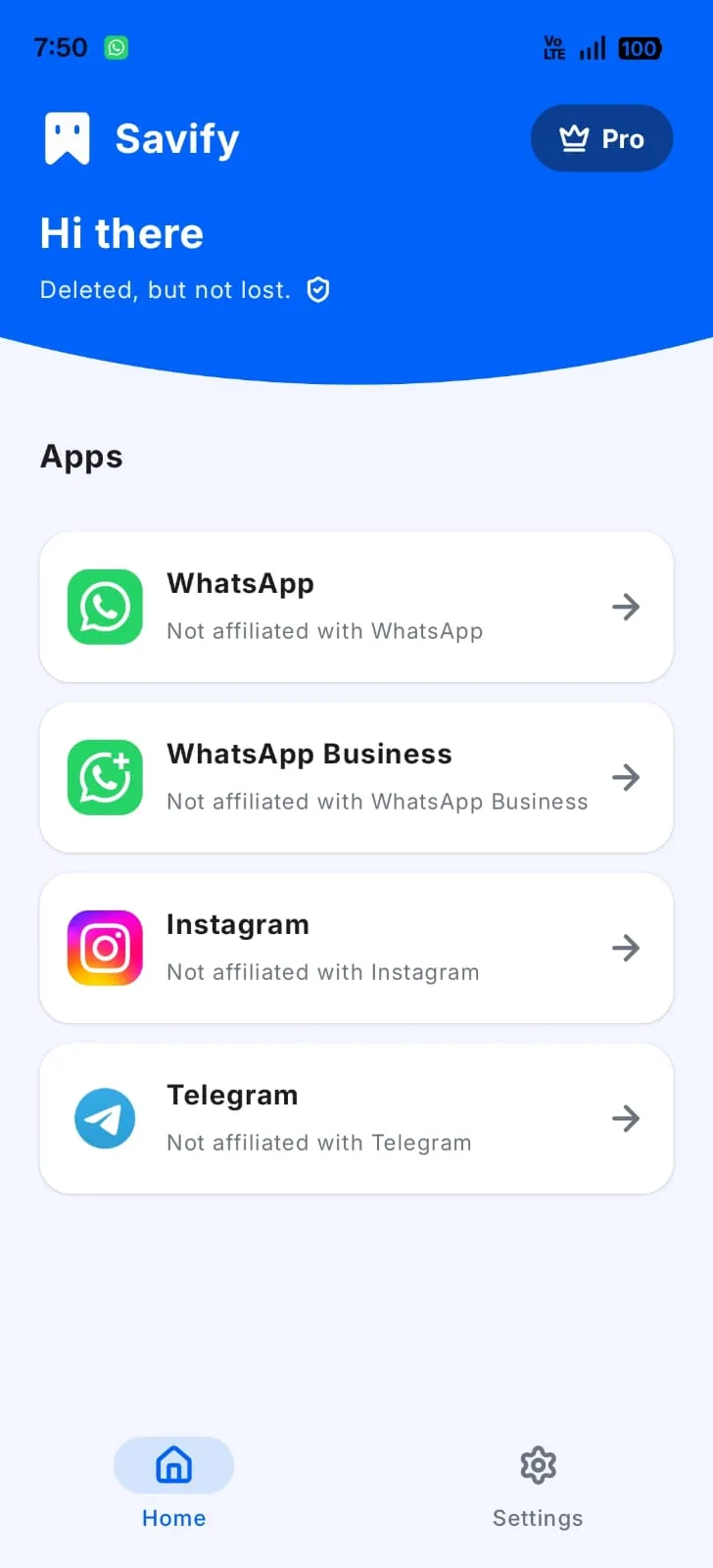 Savify app home screen
